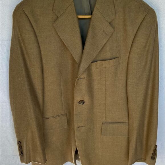 CHAPS RALPH LAUREN BROWN TAN KHAKI 3 BUTTON BLAZER JACKET MENS SIZE 40S. - Picture 1 of 7
